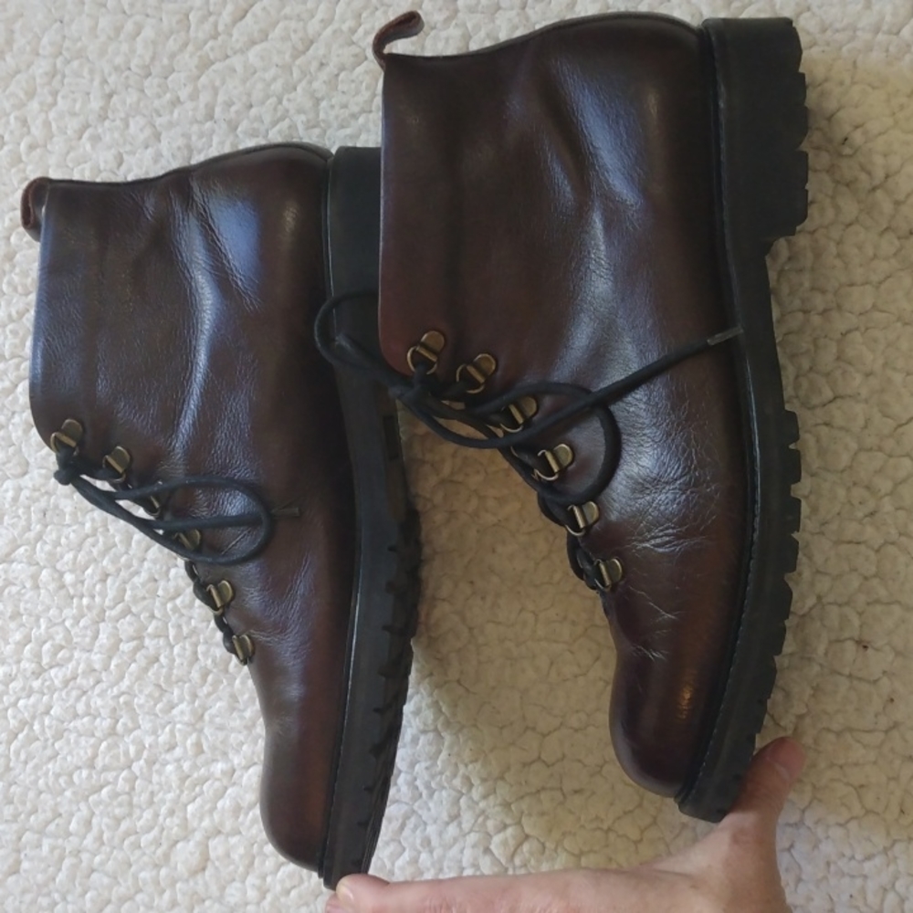 Mercanti Fiorentini Brown Calfskin Leather Hiking Boots (Made in Italy) 10.5 M - Picture 4 of 10